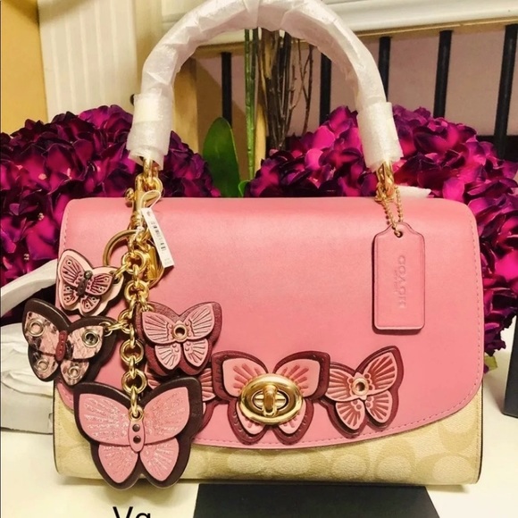 ❤️SOLD❤️Coach Tilly Top Handle In Signature Canvas With Butterfly Applique - Picture 1 of 9